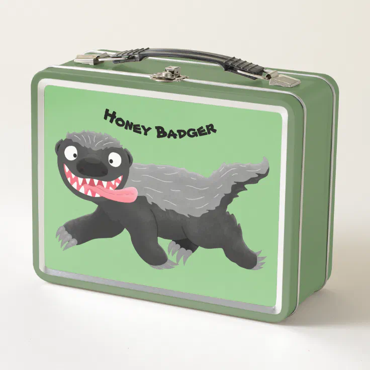 Funny hungry honey badger cartoon illustration metal lunch box | Zazzle Funny hungry honey badger cartoon illustration metal lunch box | Zazzle