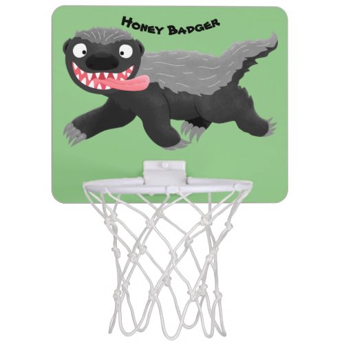 Funny hungry honey badger cartoon illustration mini basketball hoop