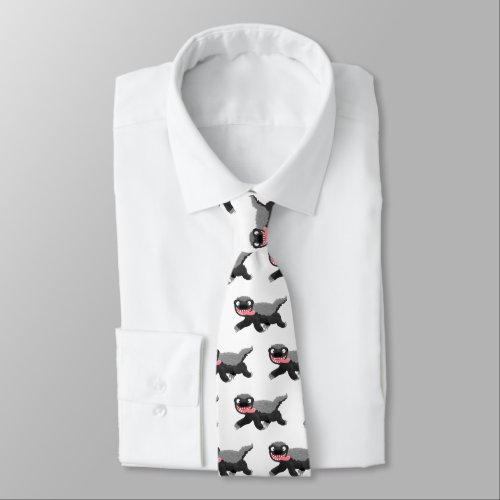 Funny hungry honey badger cartoon illustration neck tie