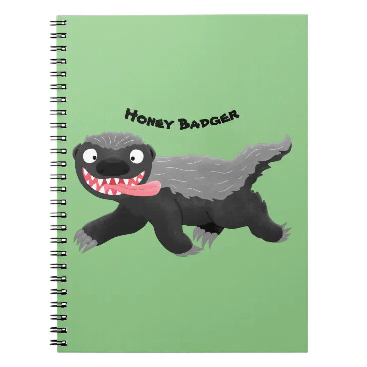 Funny hungry honey badger cartoon illustration notebook | Zazzle