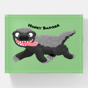 Funny hungry honey badger cartoon illustration paperweight