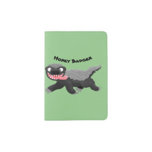 Funny hungry honey badger cartoon illustration passport holder