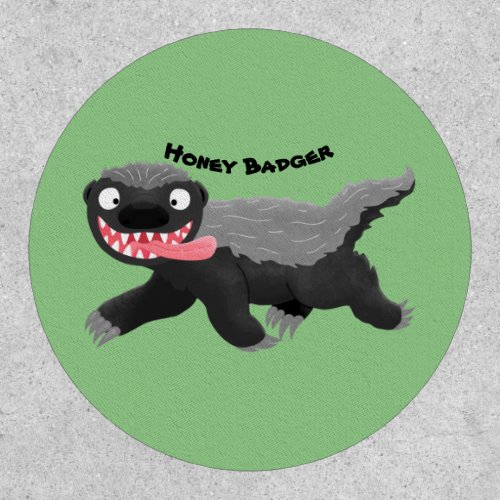 Funny hungry honey badger cartoon illustration patch