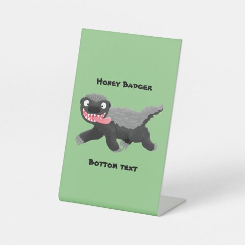 Funny hungry honey badger cartoon illustration  pedestal sign