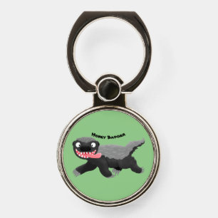 Funny hungry honey badger cartoon illustration phone ring stand