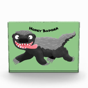 Funny hungry honey badger cartoon illustration photo block