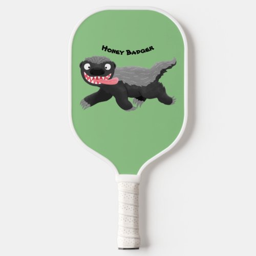 Funny hungry honey badger cartoon illustration pickleball paddle