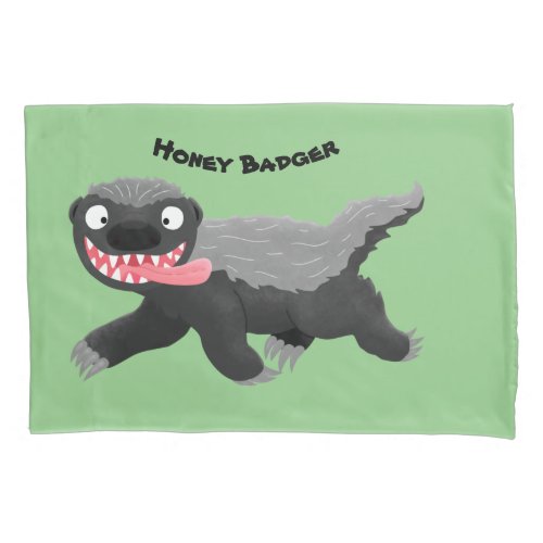 Funny hungry honey badger cartoon illustration pillow case