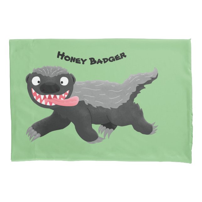 Funny hungry honey badger cartoon illustration pillow case (Front)
