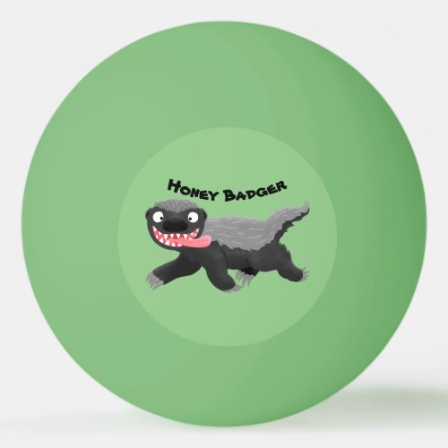 Funny hungry honey badger cartoon illustration ping pong ball