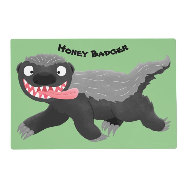 Funny hungry honey badger cartoon illustration placemat (Front)