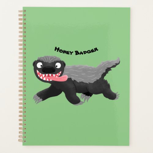 Funny hungry honey badger cartoon illustration planner