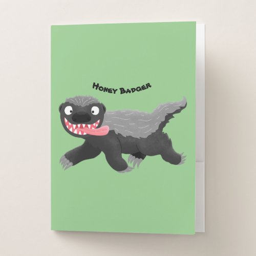 Funny hungry honey badger cartoon illustration pocket folder