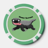 Funny hungry honey badger cartoon illustration poker chips (Back)