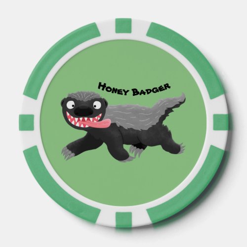 Funny hungry honey badger cartoon illustration poker chips