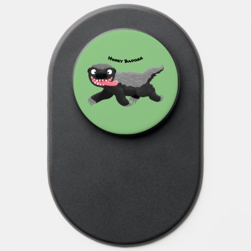 Funny hungry honey badger cartoon illustration PopSocket