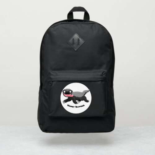 Funny hungry honey badger cartoon illustration port authority backpack