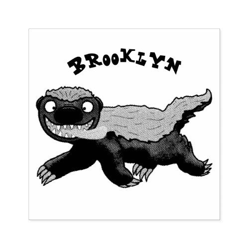 Funny hungry honey badger cartoon illustration rubber stamp