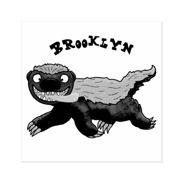 Funny hungry honey badger cartoon illustration rubber stamp (Imprint)