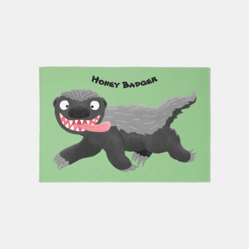 Funny hungry honey badger cartoon illustration rug