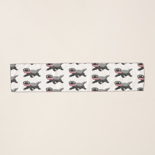 Funny hungry honey badger cartoon illustration scarf