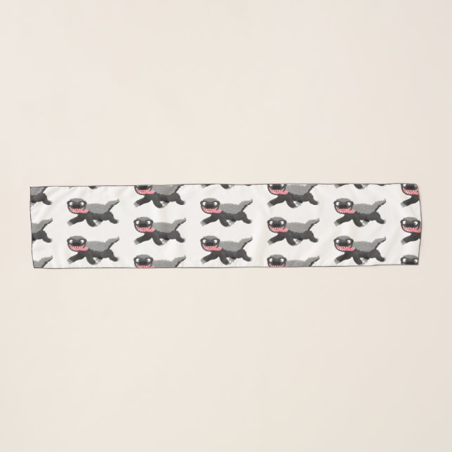 Funny hungry honey badger cartoon illustration scarf (Front (Horizontal))