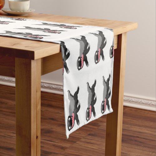 Funny hungry honey badger cartoon illustration short table runner