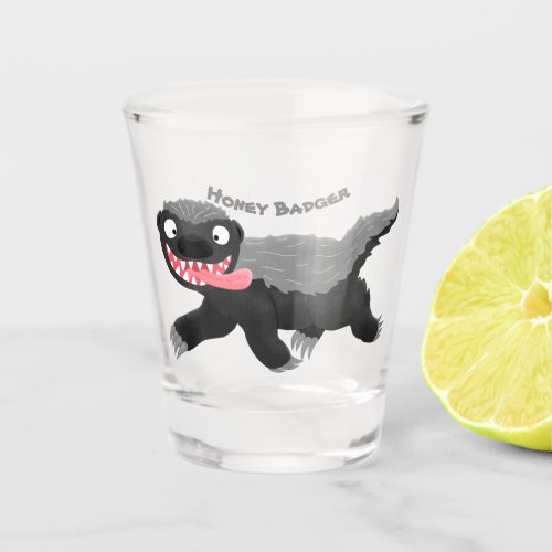 Funny hungry honey badger cartoon illustration shot glass