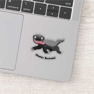 Funny hungry honey badger cartoon illustration sticker