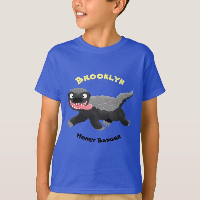 Funny hungry honey badger cartoon illustration T-Shirt (Front)