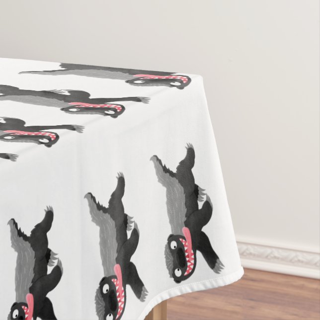Funny hungry honey badger cartoon illustration tablecloth (In Situ)