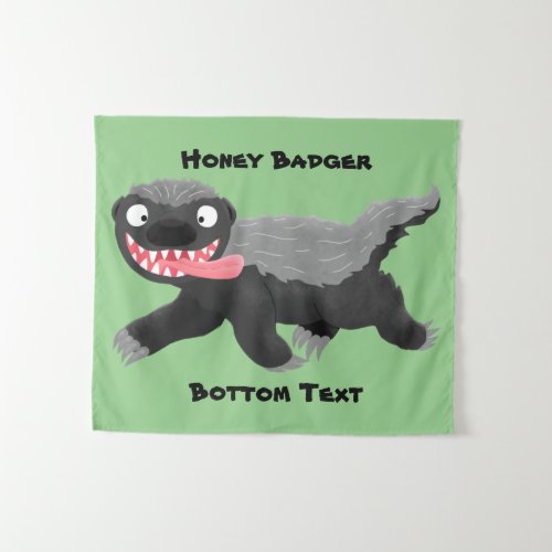 Funny hungry honey badger cartoon illustration tapestry