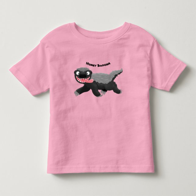 Funny hungry honey badger cartoon illustration toddler t-shirt (Front)