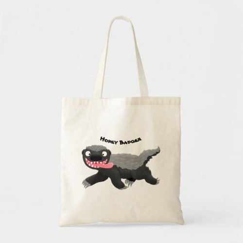 Funny hungry honey badger cartoon illustration tote bag