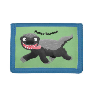 Funny hungry honey badger cartoon illustration tri-fold wallet