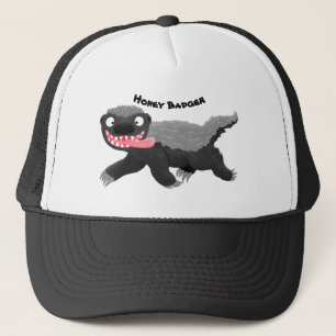 Funny hungry honey badger cartoon illustration trucker hat