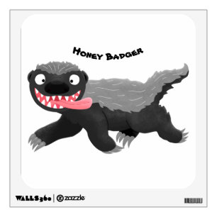 Funny hungry honey badger cartoon illustration wall decal