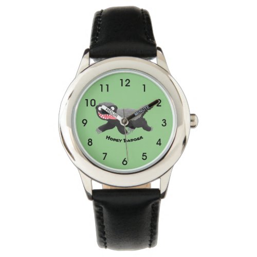 Funny hungry honey badger cartoon illustration watch