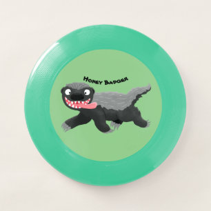 Funny hungry honey badger cartoon illustration Wham-O frisbee