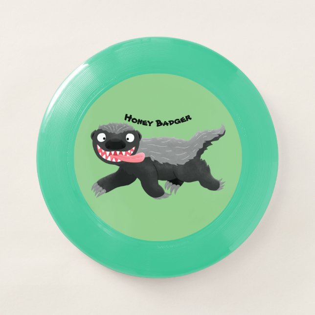 Funny hungry honey badger cartoon illustration Wham-O frisbee (Front)