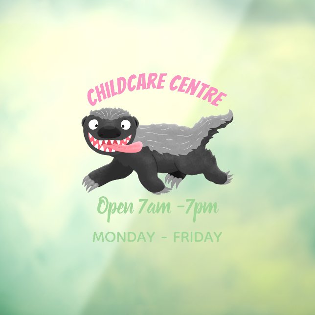 Funny hungry honey badger cartoon illustration window cling (Sheet 3)