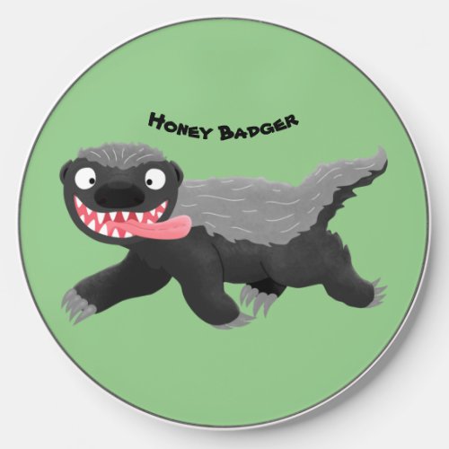 Funny hungry honey badger cartoon illustration wireless charger 