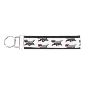 Funny hungry honey badger cartoon illustration wrist keychain