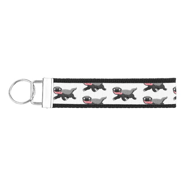 Funny hungry honey badger cartoon illustration wrist keychain (Keys on Left)