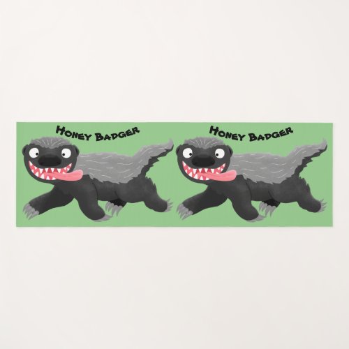 Funny hungry honey badger cartoon illustration yoga mat