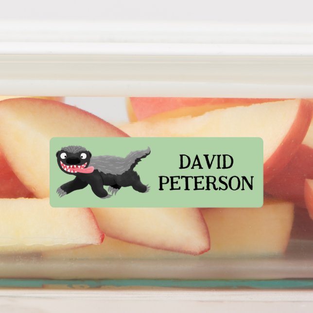 Funny hungry honey badger cartoon personalized labels (Affixed)