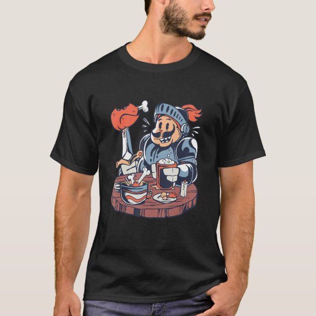 Funny Hungry Knight - Medieval Crusader Renaissanc T-Shirt (Front)