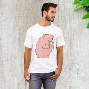 Funny Hungry Pig Holding Fork and Knife T-Shirt