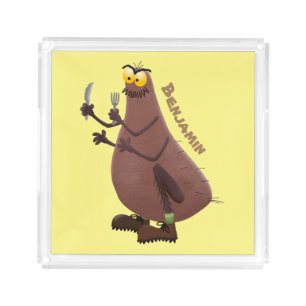 Funny hungry ugly flea cartoon acrylic tray