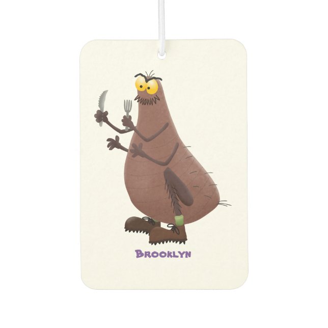Funny hungry ugly flea cartoon air freshener (Front)